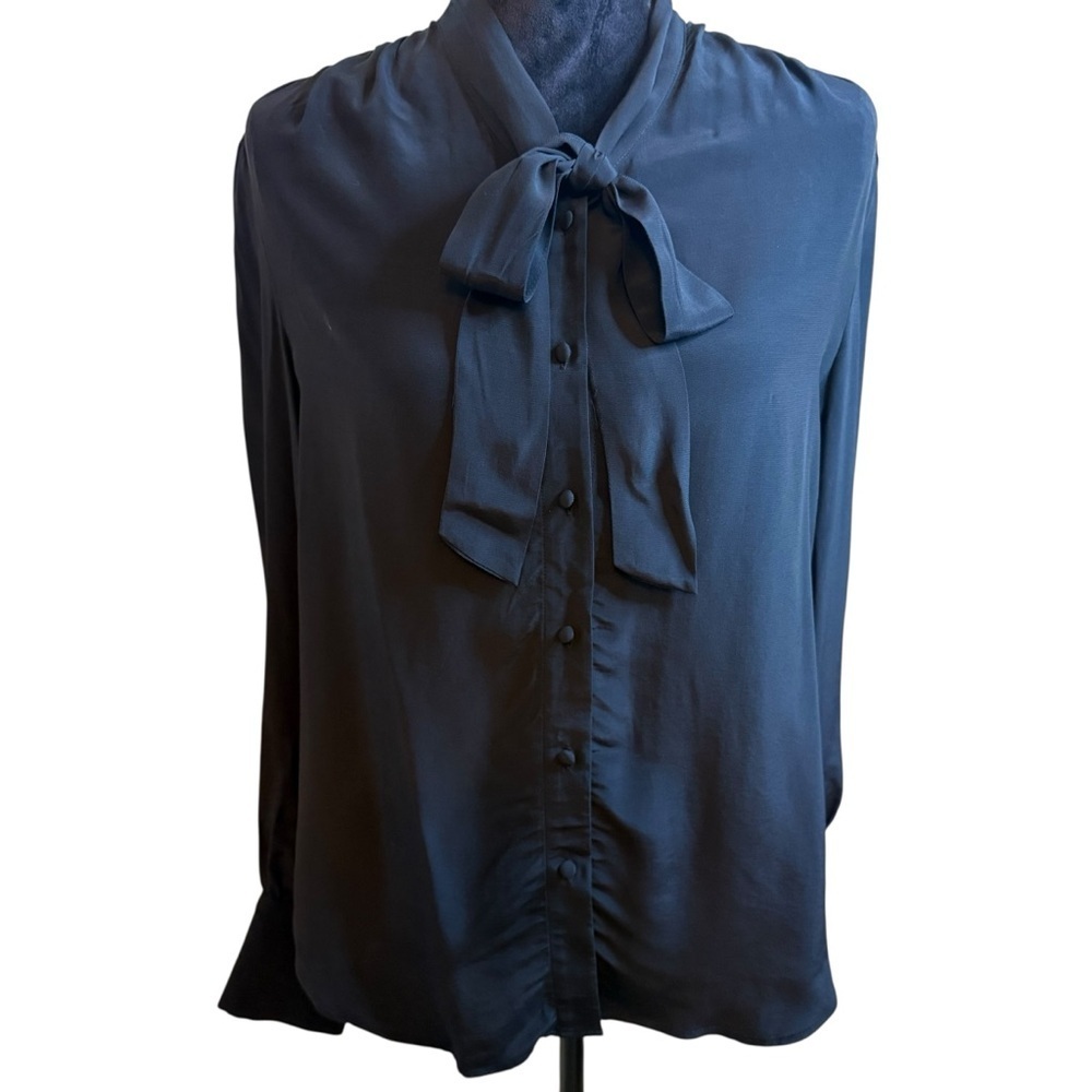 The Limited | Black Long Sleeve Tie Front Blouse | Sz Small - Picture 2 of 9